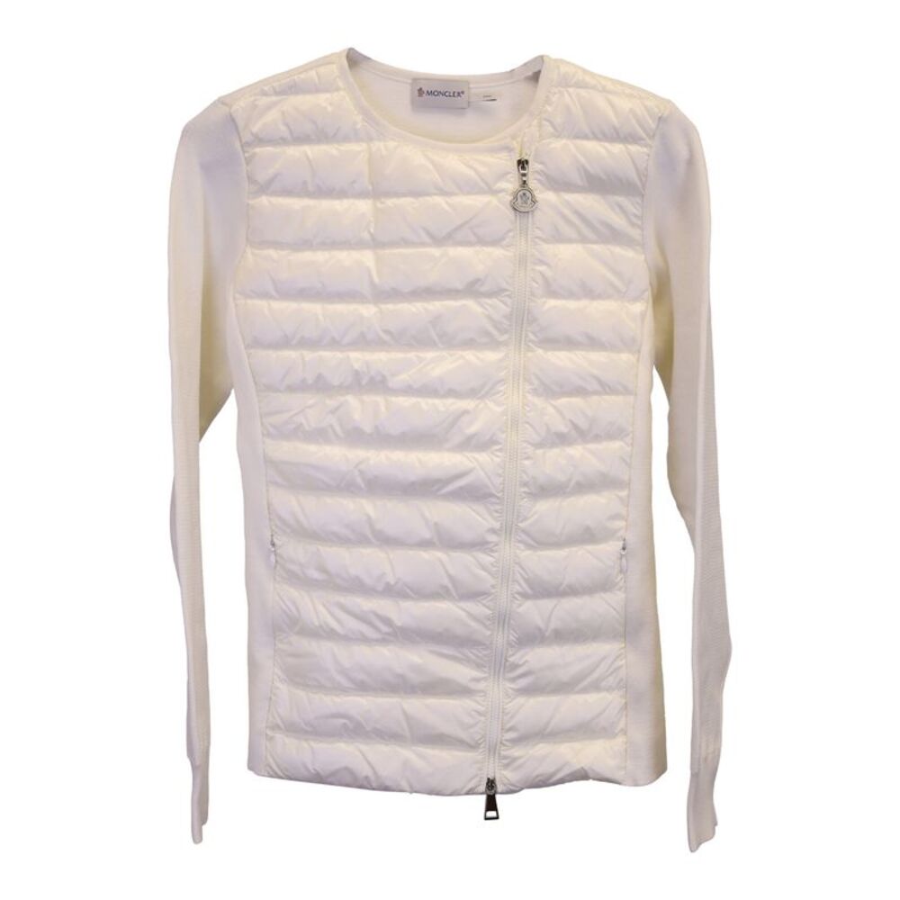 Moncler Asymmetrical Zipped Jacket in Cream Polyamide